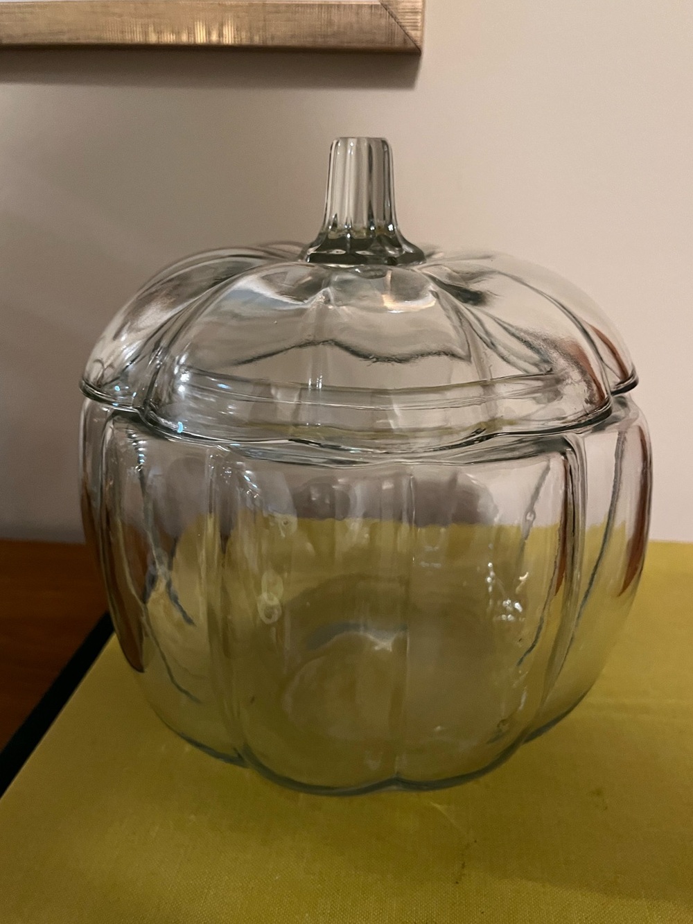 Clear Glass Pumpkin Candy Dish with Lid